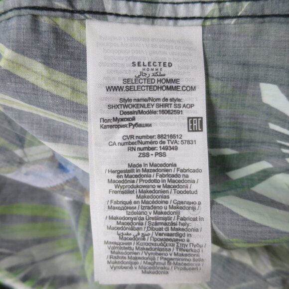 Selected Homme Tropical Short Sleeve Button Down Shirt Size M - Picture 9 of 13